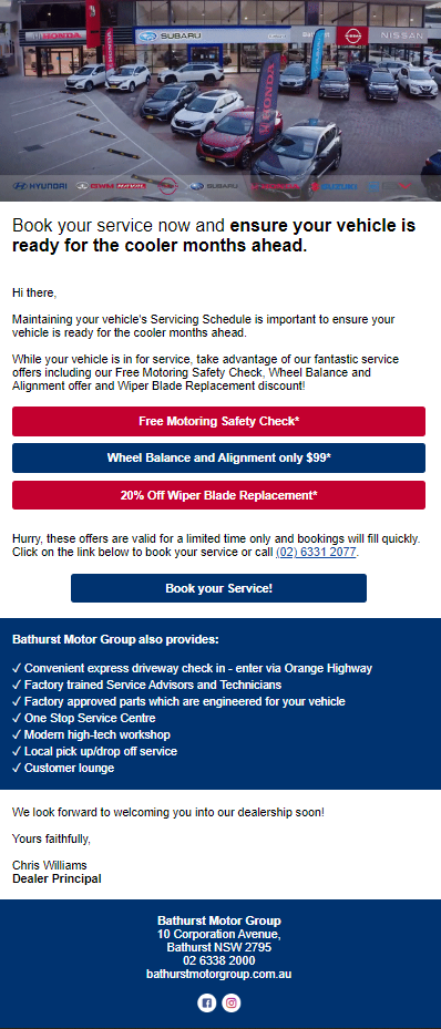 Book your service now and ensure your vehicle is ready for the cooler months ahead
